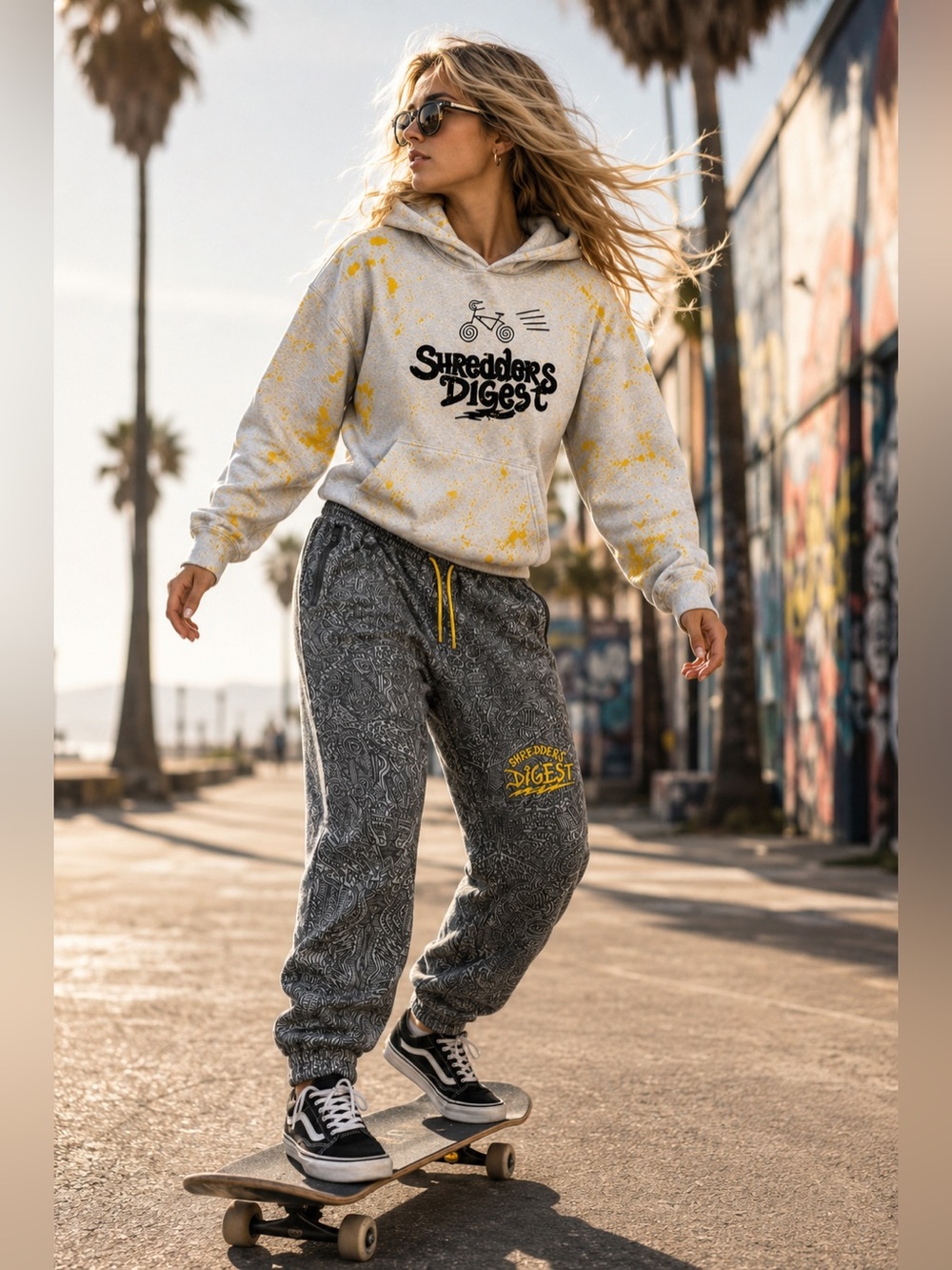 Rare Shredder’s Digest Women's Gray & Yellow Hoodie and Jogger Set